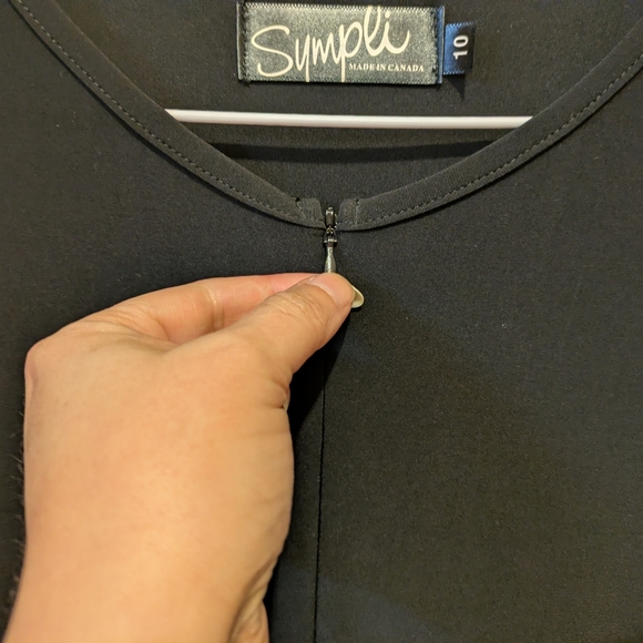 Sympli ReZip Tunic Top Black Size 10 Quarter Zip Neckline New With Tags - Picture 6 of 14